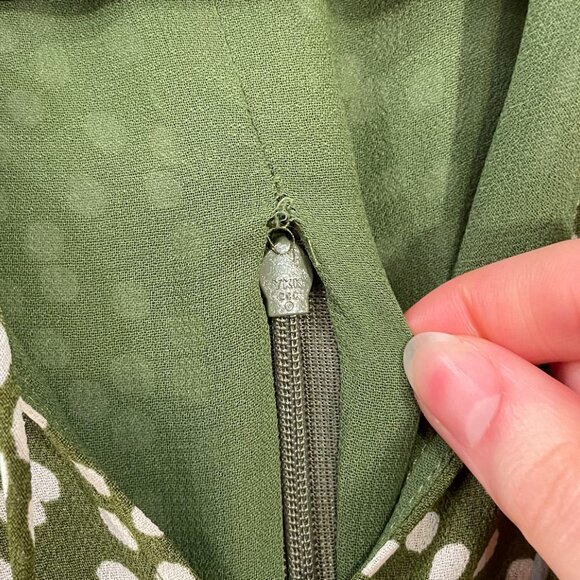 Last Chance! New Reformation Marcy Spotted Mini Dress Moiret Green 4, S $218 - Picture 6 of 11